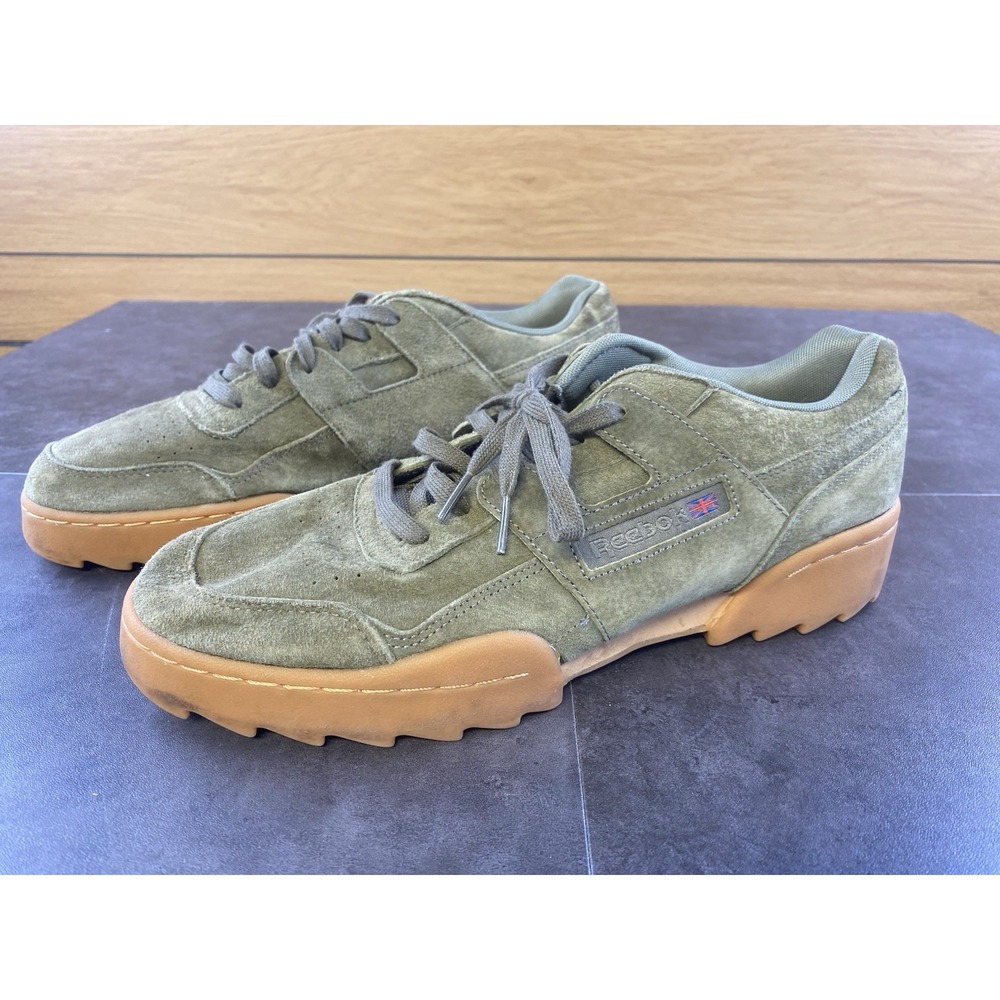 Reebok Men's Workout Plus Ripple Army Green Suede Sneaker Size 12